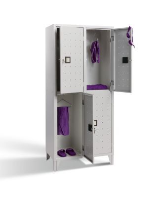 XLOCKERS® - ARMADIO SPOGLIATOIO METALLICO IN ACCIAIO #4 POSTI SOVRAPPOSTO DESIGN